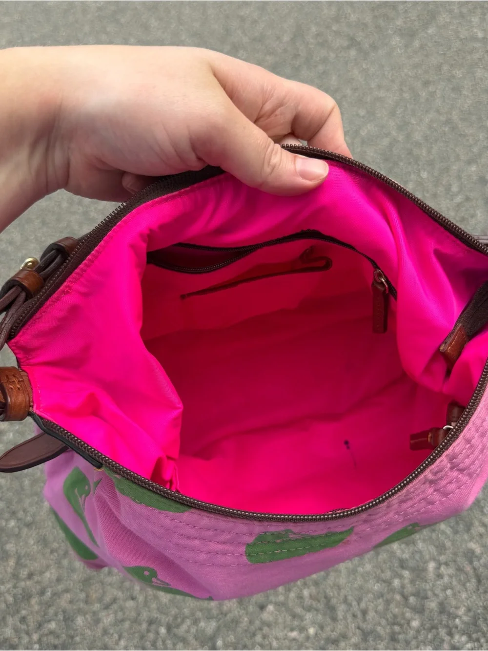 Y2K Dooney & Bourke Preppy Barbie Pink Hobo Shoulder Bag w Ducks & Charm
